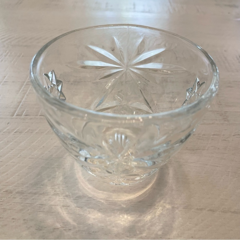 Prescut Clear Open Sugar by Anchor Hocking Pressed Star Fan Design